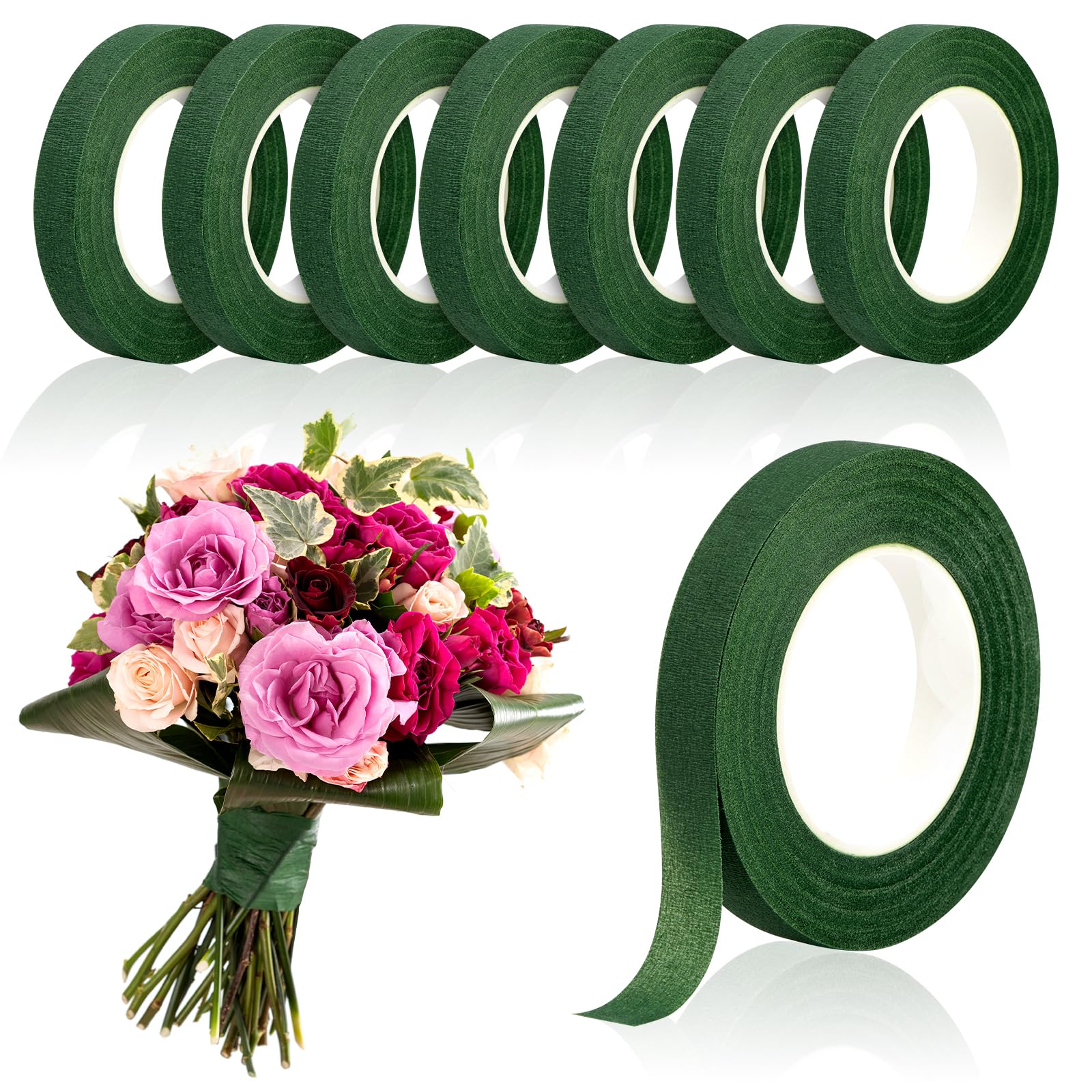 Supply For Florist - 20 Yards grünes Blumenband, selbstklebendes Geschenkpapierband,