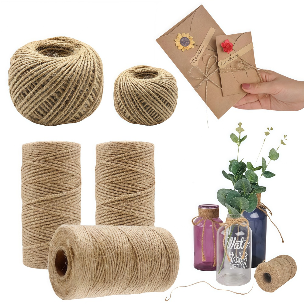 Twine Jute Natural - 2/3/4mm Natürliche Jute-Schnur Band für Bastelarbeiten