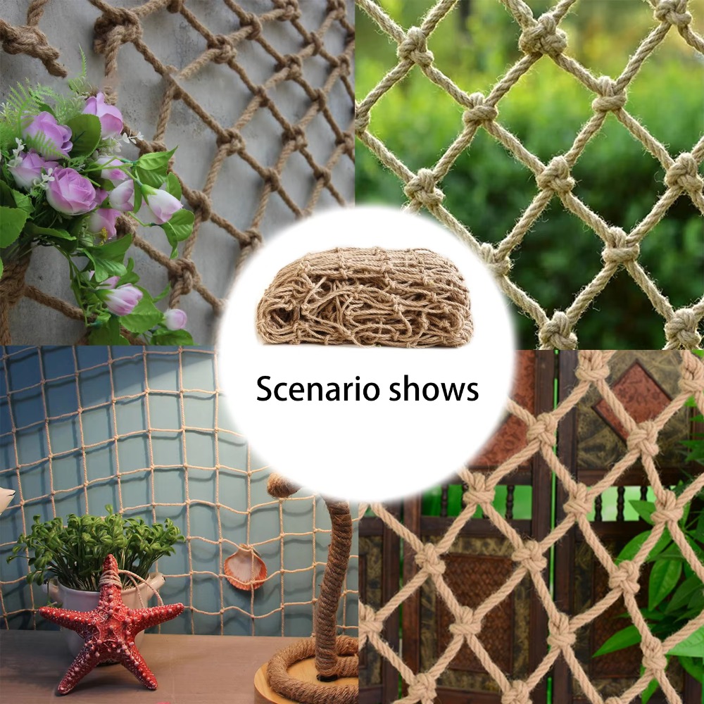 Twine Jute Natural - Hanfseil-Kletternetz für Garten und Balkon, Naturjute-Seil,