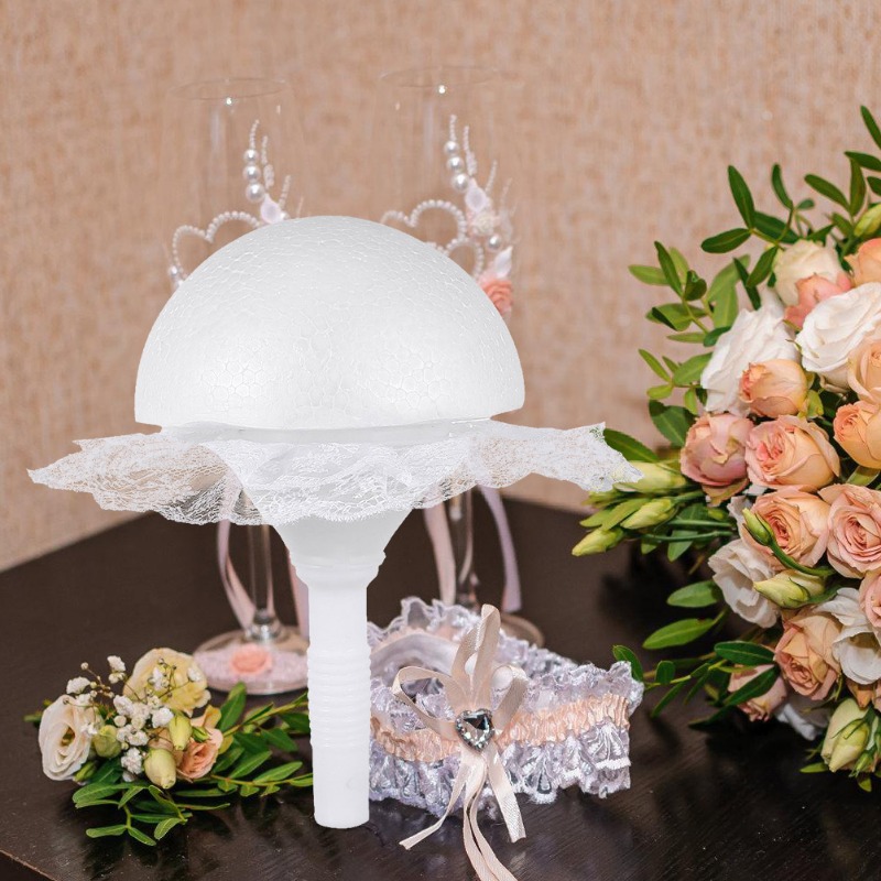 Bouquet Holder Foam - Künstlicher Blumenhalter, DIY Weißer Spitzen-Schaumstoff-Blumenstraußhalter, Süßer