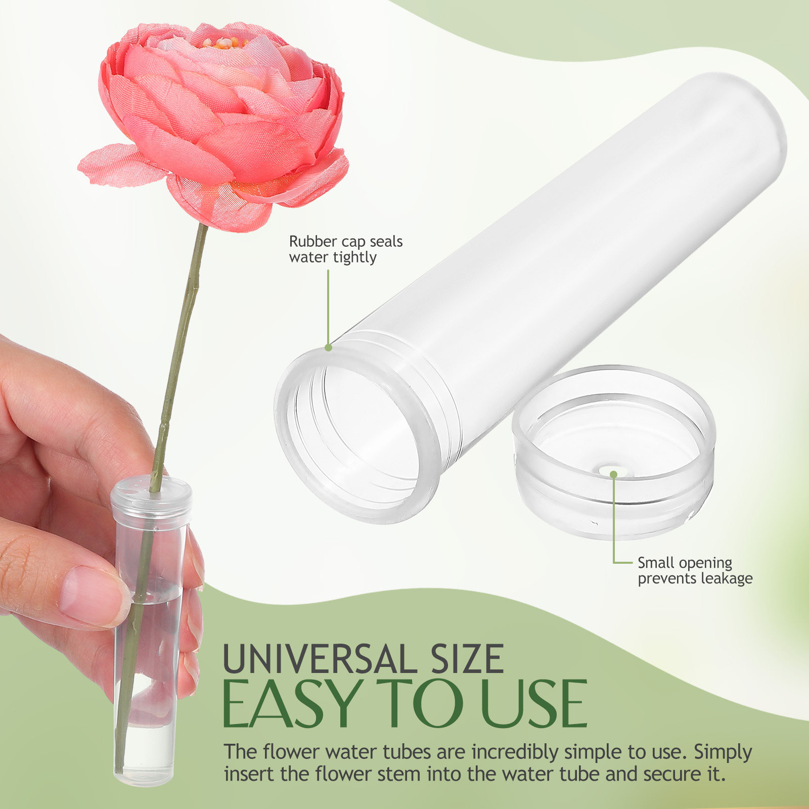 Supply For Florist - 100 Stück Blumenwasserschläuche, auslaufsichere Blumenstielröhrchen zur