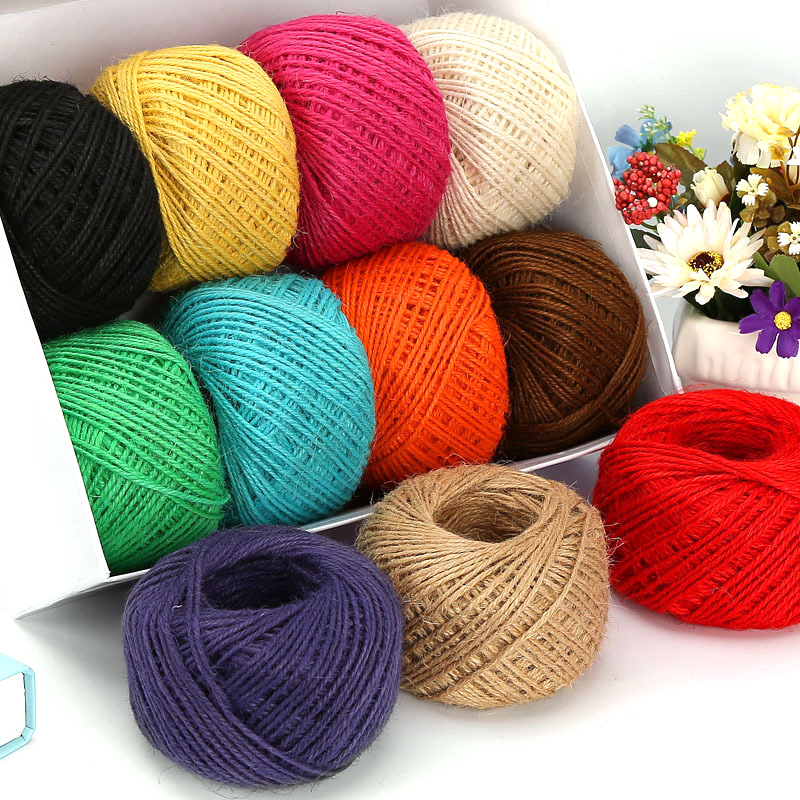 Twine Jute Natural - DIY Naturseil 2mm 50M/Rolle Buntes Jute-Seil,